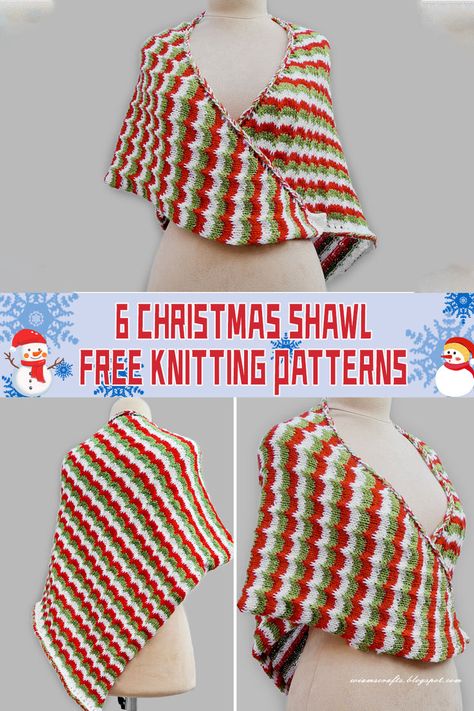 Here are 6 free Christmas shawl knitting patterns! Get cozy and creative this holiday season. #ChristmasKnitting #DIY Knit Christmas Scarf Pattern, Christmas Scarf Pattern, Christmas Shawl, Christmas Scarves, Christmas Knits, Shawl Knitting, Christmas Scarf, Shawl Knitting Patterns, Shawl Pattern