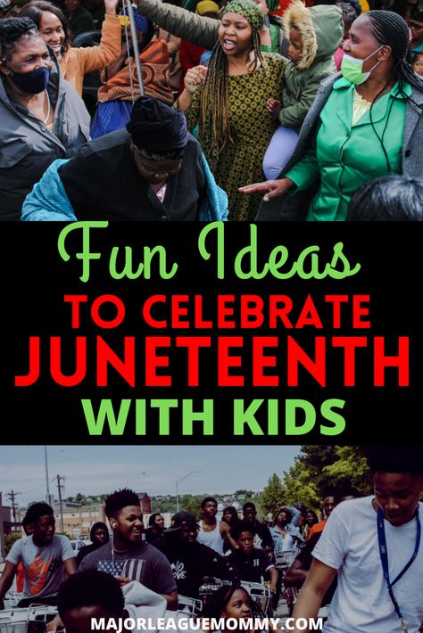 Here are some fun ways to celebrate Juneteenth with kids. #Juneteenth Juneteenth Activities For Kids, Juneteenth Celebration Ideas, Juneteenth Activities, June Holidays, Homeschool Themes, Juneteenth Celebration, History Games, American Holidays, Juneteenth Day