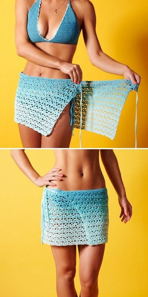 Crochet Swimsuit Coverup Skirt Pattern Free, Vacation Crochet Patterns, Wrap Skirt Crochet Pattern, Crochet Wrap Skirt Free Pattern, Crochet Skirt Beach Cover Up, Crochet Summer Bottoms, Crochet Beach Skirt Pattern Free Cover Up, Crochet Cover Up Skirts Pattern, Beach Crochet Projects