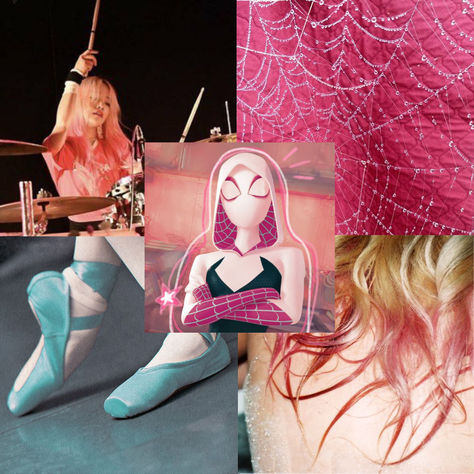 Gwen Stacy Ballet Shoes, Gwen Stacy Swinging, Miles And Gwen Aesthetic, Gwen Stacy Shoes, Spider Gwen Aesthetic, Gwen Spiderverse, Miles Morales Comic, Gwen Peter, Musician Fashion