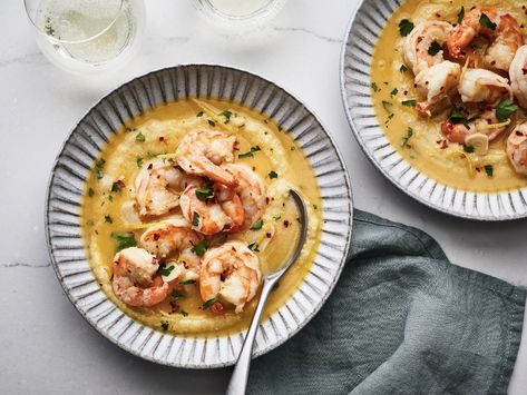 Shrimp With Polenta, Shrimp And Polenta, Pesto Tortellini, Polenta Recipes, Shrimp And Grits, Shrimp Dishes, Grits, Seafood Dishes, Tortellini