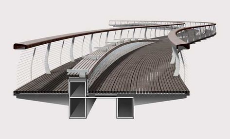 Works - PublicSpace Bridge Structure, Steel Bridge, Landscape Structure, Site Plans, Lan Can, Architectural Section, Pedestrian Bridge, Bridge Design, Structure Architecture