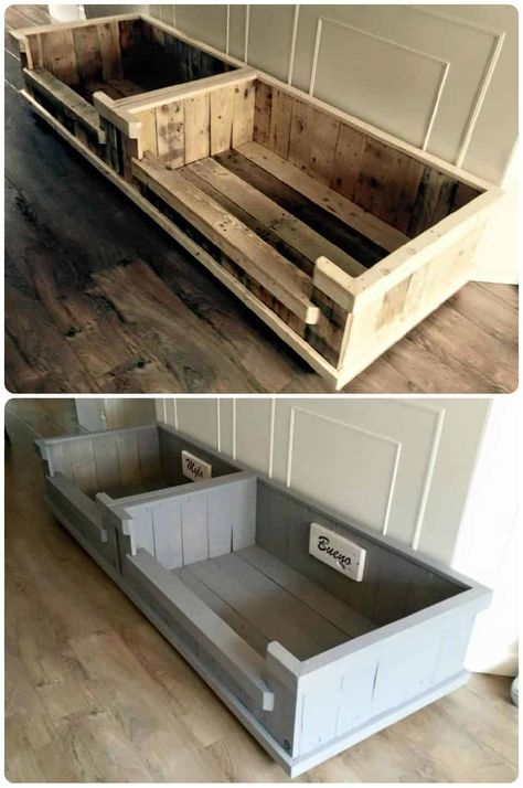 Pallet Dog Beds, Pallet Patio, Dog House Diy, Diy Dog Bed, Dog Basket, Dog Rooms, Old Pallets, Diy Dog, Diy Pallet Projects