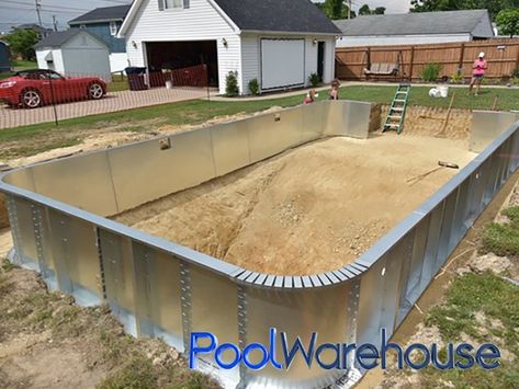 Simpson Kentucky Swimming Pool Kit Construction - Pool Warehouse Diy In Ground Pool, Build Your Own Pool, Construction Pictures, Pool Warehouse, Underground Pool, Swimming Pool Kits, Swimming Ponds, Small Inground Pool, Inground Pool Designs