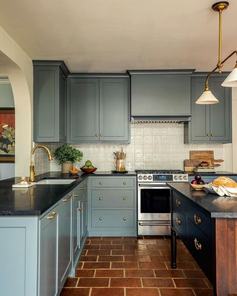 This special project was our client’s grandparents house, and we worked so hard to preserve the warmth and soul of the home while updating… | Instagram Assymetrical Kitchen Cabinets, Modern Parisian Kitchen, Ranch House Renovation, Tennessee Ranch, English Country Design, Dix Blue, Eclectic Kitchen Design, House Renovation Design, Grandparents House