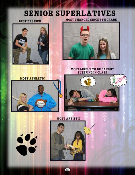 This is how the class favourites should NOT be done. The weird colours are cringey. The weird sizing and spacing of the photos is making my eyes burn, and the overall format and design is weirding me out. Homeschool Yearbook, Yearbook Superlatives, Senior Superlatives, Quote Layout, Laundry List, Yearbook Pages, Instagram Username Ideas, Yearbook Covers, Student Christmas Gifts