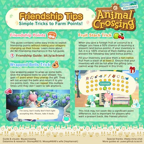 Acnh Guide, Acnh Tips, Animal Crossing Tips, Friendship Tips, Animal Crossing Memes, Animal Crossing Guide, Acnh Inspiration, Acnh Island Ideas, Animal Crossing Island Ideas