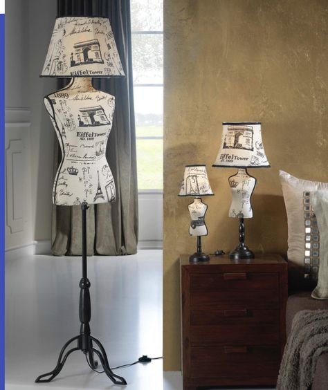 Upcycled sewing mannequins turned into lamps Mannequin Decor, Luminaire Suspension Design, Art Mannequin, Vintage Dress Form, Decorative Floor Lamps, Tall Floor Lamps, Mannequin Art, Dress Forms, Funky Furniture