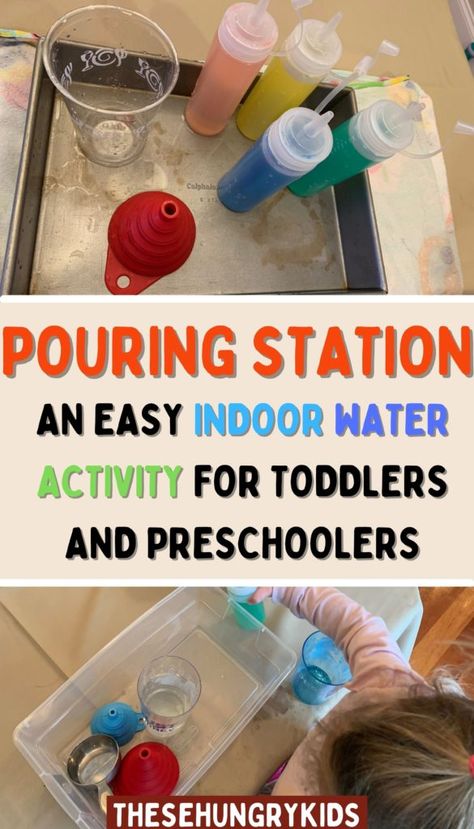 Pouring Activities, Pouring Station, Pouring Water, Water Activity, Quiet Play, Activity For Toddlers, Fun Indoor Activities, Water Station, Toddlers And Preschoolers