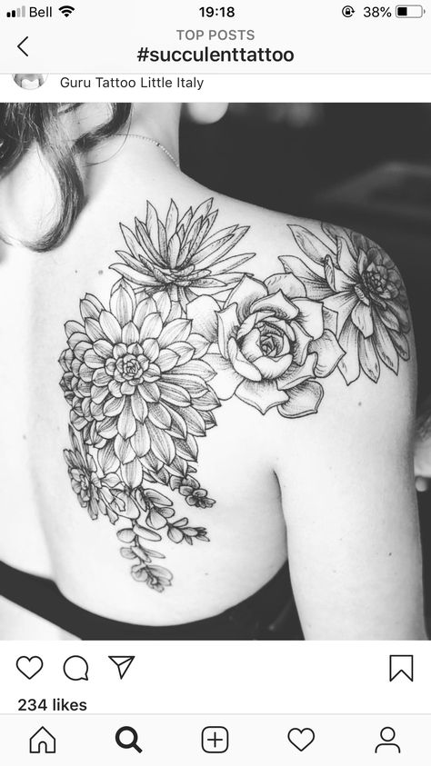 Black And Grey Succulent Tattoo, Succulent Sleeve Tattoos For Women, Succulent And Flower Tattoo, Black And White Succulent Tattoo, Succulent Shoulder Tattoo, Succulent Tattoos For Women, Succulent Sleeve Tattoo, Black Floral Tattoo, Succulent Tattoos