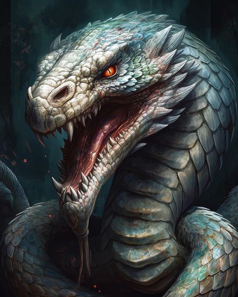 World Serpent Art, Snakes Photos, Snake Fantasy Art, Nightmare Monster, Snake Monster, Monster Ghost, Evil Dragon, Norse Mythology Tattoo, Ghost Spirit