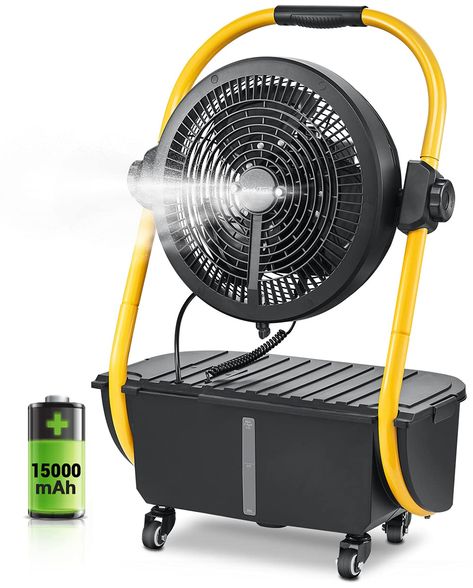 Outdoor Misting Fan, Battery Fan, Stovetop Chicken, Housewares Design, Misting Fan, Industrial Fan, Cool Garages, Portable Fans, Floor Fans