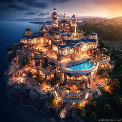 Billionaire Houses Mansions, Webcomic Ideas, Billionaire Homes, Huge Mansions, Castle House Design, Big Mansions, Dreamscape Architecture, Luxurious Mansion, Luxury Houses Mansions