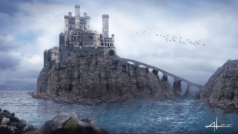 Castle Cliff - Matte Painting Castle Concept, Gothic Manor, Andy Lee, Kingdom Come Deliverance, City Super, Fantasy Architecture, Cool Tree Houses, Heroic Fantasy, Castle Art