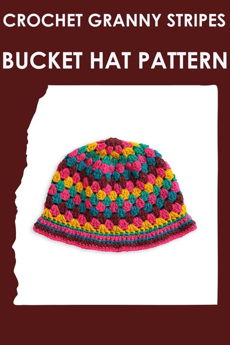 Crochet Granny Stripes Bucket Hat Pattern Free Bucket Hat Crochet Pattern, Free Crochet Bucket Hat Patterns, Granny Bucket Hat, Free Crochet Bucket Hat, Bucket Hat Patterns, Bucket Hat Pattern Free, Crochet Bucket Hat Pattern, Nostalgic Beauty, Bucket Hat Pattern