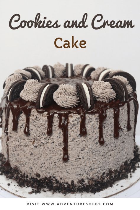 Cookies And Cream Layer Cake, Chocolate Cookies And Cream Cake, Oreo Cake Filling, Oreo Dirt Cake Recipe, Vanilla Cake Mix Recipes, Bite Sized Desserts, Simple White Cake, Birthday Party Cake Ideas, Oreo Cookie Cake