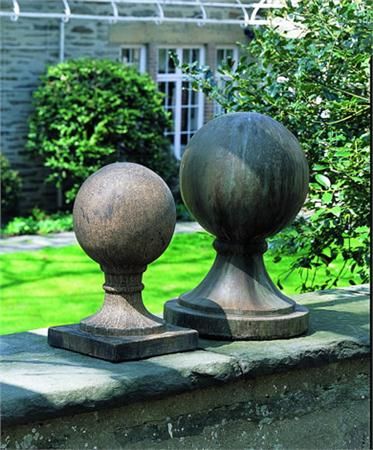 These versatile sculptures for the garden can be placed atop a column, post, wall or in the middle of a garden. Outdoor Columns, Stone Garden Statues, Campania International, French Limestone, Brick Fence, Concrete Statues, Lawn Ornaments, Modern Fence, Garden Ornament