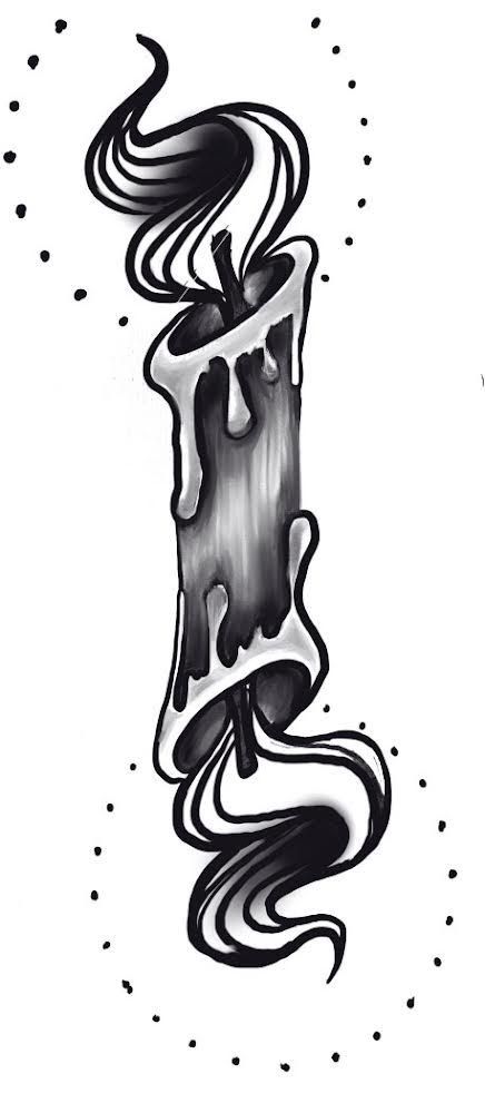 Double Candle Tattoo, Candle Burning At Both Ends Tattoo, Melting Candle Tattoo, Cottagecore Tattoos, Cottagecore Tattoo, Melting Candle, Witchy Cottagecore, Candle Drawing, Candle Tattoo