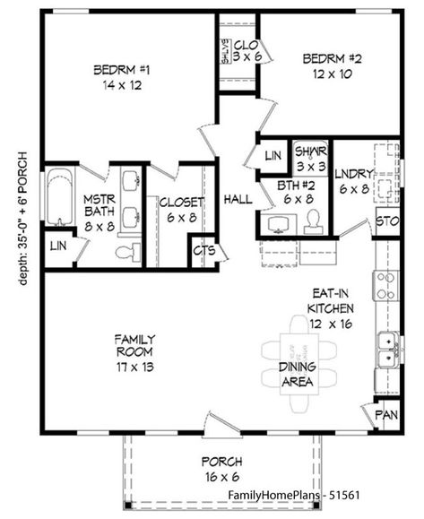 House Plans With Porches, Small House Remodel, Bedroom Remodeling, Porch House Plans, Two Bedroom House, Small House Floor Plans, Country Cottage Decor, Tiny House Floor Plans, Simple House Plans