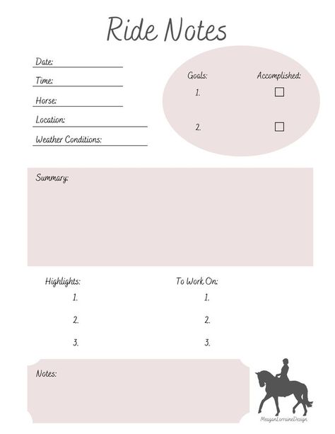 I created this template because I used to write all this information down after my lessons and I wanted a page that looked beautiful and was organized while doing it! Head to my etsy shop to purchase it! Equestrian Tips, Riding Ideas, Horse Journal, Journal Simple, Horse Training Exercises, Horseback Riding Lessons, Horse Lessons, Horse Exercises, Horse Facts