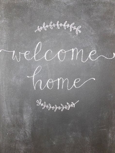 Welcome Chalkboard Ideas, Welcome Home Chalk Art, Welcome Home Chalkboard Art, Home Chalkboard Ideas, Chalkboard Sayings For Home, Welcome Home Chalkboard, Home Chalkboard Art, Simple Chalkboard Art, Welcome Sign Chalkboard