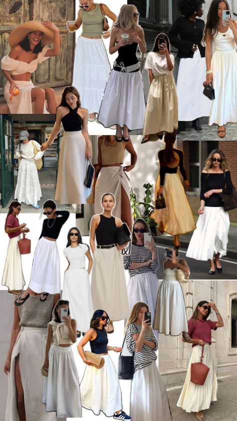 White Maxi Skirt Outfit, Maxi Skirt Outfit Summer, White Skirt Summer, White Skirt Outfits, Maxi Skirt Outfit, Skirt Outfit Summer, Outfit Modest, Modest Summer Fashion, White Maxi Skirt