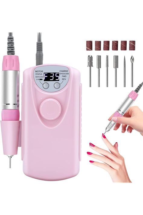 Portable Electric Nail Drill-- 35000RPM Professional Rechargeable Nail File Machine, Cordless Nail Drill E File for Remove Gel Polish Nail for Acrylic Nails Manicure Salon Home with Bits Kit, Pink E File Nail Drill, Acrylic Nail Drill, Nail File Machine, Remove Gel Polish, Electric Nail Drill, Electric Nail File, Drill Machine, Nail Drill Machine, Gel Nail Kit