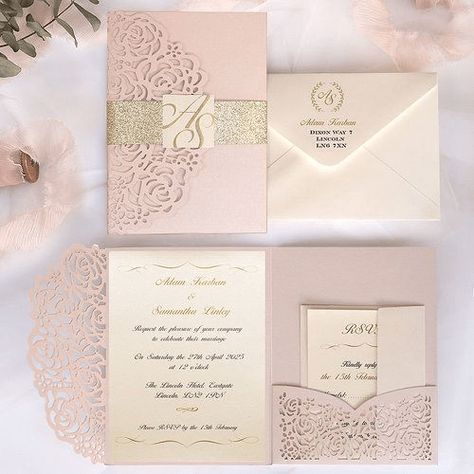 Wedding invitations are important but cheap wedding invitations are extremely important. The invitation must contain a mind-blowing massage with all essential information in the spirit of your voice as a couple Blush Pink Gold Wedding, Disney Wedding Invitations, Pink Gold Wedding, Gold Laser Cut, Wedding Invitations With Pictures, Rose Gold Wedding Invitations, Boda Diy, Silver Wedding Invitations, Communion Ideas