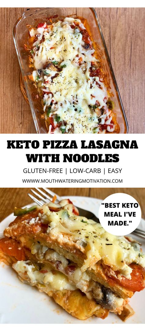 Keto Pizza Lasagna WITH NOODLES | Mouthwatering Motivation Lasagna With Noodles, Pizza Lasagna, Low Carb Lasagna, Best Keto Meals, Keto Diet Snacks, Keto Lasagna, Traditional Lasagna, Low Carb Easy, Low Carb Casseroles