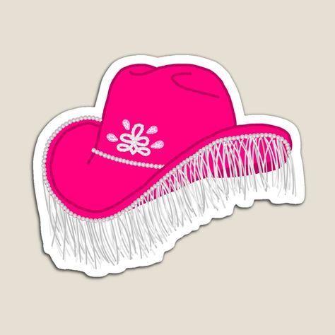 Pink Cowboy Hat by Logan Dorsey | Redbubble Cowgirl Hat Wallpaper, Hat Wallpaper, Pink Cowboy Hat, Pink Cowboy, Preppy Stickers, Pink Cowgirl, Cowgirl Party, Paper Toy, Line Art Tattoos