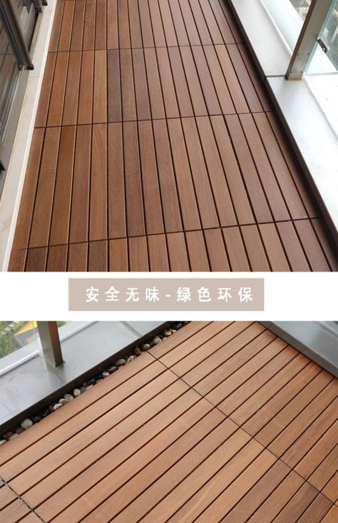 Balcony Wooden Flooring, Balcony Sitout, Plank Tiles, News Studio, Wood Tile, Balcony Decor, Balcony Garden, Kitchen Designs, Wooden Flooring