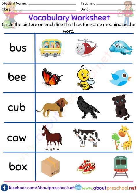 Vocabulary Worksheet English Vocabulary Worksheets, 1st Grade Vocabulary, Worksheet 1st Grade, Worksheets 2nd Grade, Kindergarten Vocabulary, Worksheet Kindergarten, Academic Vocabulary, Vocabulary Practice, Vocabulary Worksheets