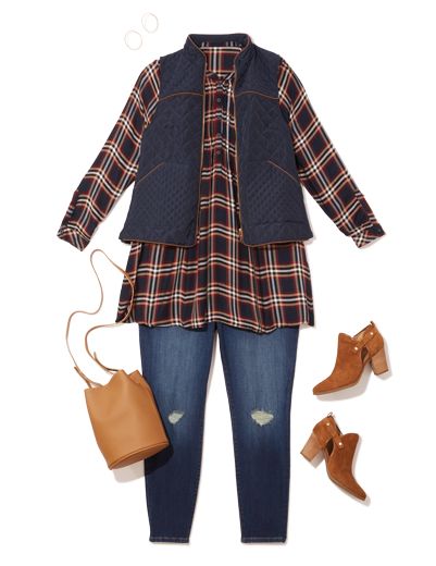 Plaid Fall Outfits, Plaid Outfits Fall, Tall Girl Fashion, Plus Size Plaid, Stitch Fix Outfits, Plaid Tunic, Fall Plaid, Over 50 Womens Fashion, Curvy Outfits