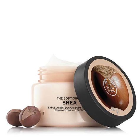 Shea Scrub, Best Body Shop Products, Body Shop Skincare, Body Shop Tea Tree, Tan Skin Tone, Body Shop At Home, Sugar Body Scrub, Sugar Body, Skin Care Shopping