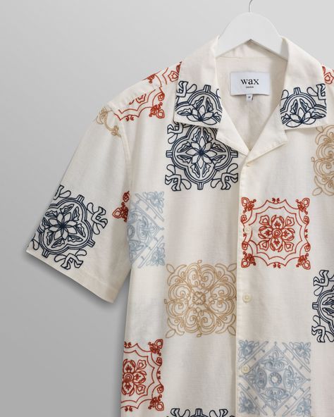 Elevate your wardrobe with our popular Didcot short sleeve shirt. The ornate embroidered pattern is inspired by our design team's travels and has intricate stitch detailing. Constructed from a cotton-linen blend, it is cut for a relaxed fit with a new straight hem. Relaxed Fit Camp Collar Straight Hem Cotton-Linen Blend Pattern Tshirt Design, Embroidery In Clothes, Mens Embroidered Shirt, Patterned Clothes, Embroidered Linen Shirt, Relaxed Fit Men, Gents Shirts, Mens Shirt Pattern, Pattern Clothing