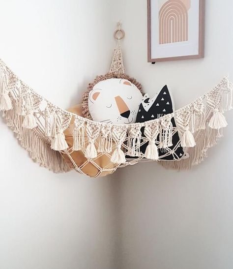 Pin on New House Macrame Kids Room, Animal Hammock, Stuffed Animal Net, Macrame Square Knot, Stuffed Animal Hammock, Toy Net, Kids Hammock, Art Macramé, Boho Crafts