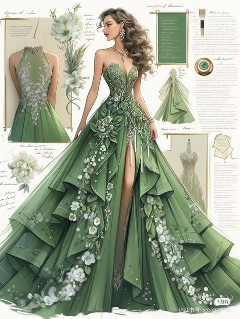 Dreamy Gowns, Moda Curvy, Mode Tips, Fashion Drawings, Dress Design Drawing, Hair Things, Old Fashion Dresses, Fantasy Dresses, Fashion Drawing Dresses