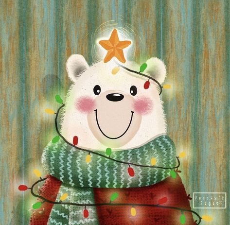 Watercolor Paintings Aesthetic, Christmas Watercolor Paintings, Polar Bear Drawing, Paintings Aesthetic, Beary Christmas, Christmas Window Painting, Polar Bear Art, Christmas Bear, Navidad Christmas