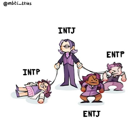 Lmao the last one  -  MBTI art  -  Credit: @mbti_tties Mbti Nt Gang, Nt Mbti, Entp Personality Type, Intp Personality Type, Mbti Intp, Intp T, Intp Personality, Intj Personality, Intj Intp