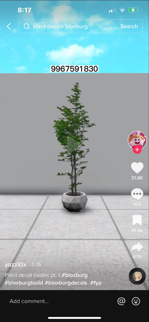 Plant Decal Id Bloxburg, Decal Trees Bloxburg, How To Make Realistic Trees In Bloxburg, Bloxburg Custom Plant Code, Custom Bloxburg Plants, Bloxburg House Front Yard Ideas, Potted Plant Decals Bloxburg, Bloxburg Decal Plant Code, Blocksburg Plant Decal Codes