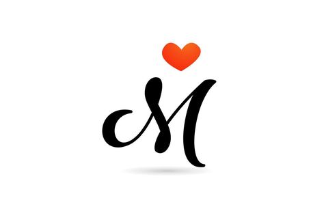 handwritten M alphabet letter icon logo design. Creative template for business with love heart M Alphabet, Icon Logo Design, Template For Business, Letter Icon, M Letter, Letter M, Creative Template, Logo Design Creative, Design Creative