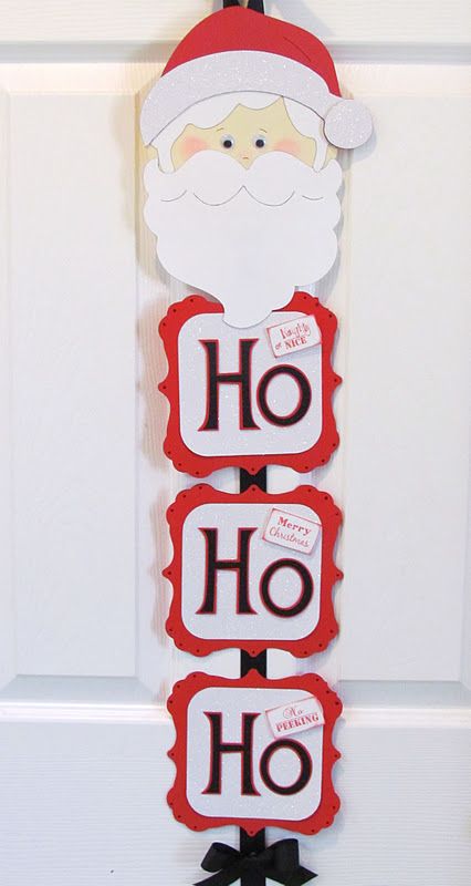 Ho Ho Ho Santa Door Hanger Cricut Banners, Cardstock Projects, Banners Ideas, Santa Door, Paper Crafting Ideas, Cricut Inspiration, Punch Ideas, Toast Casserole, Saint Nick