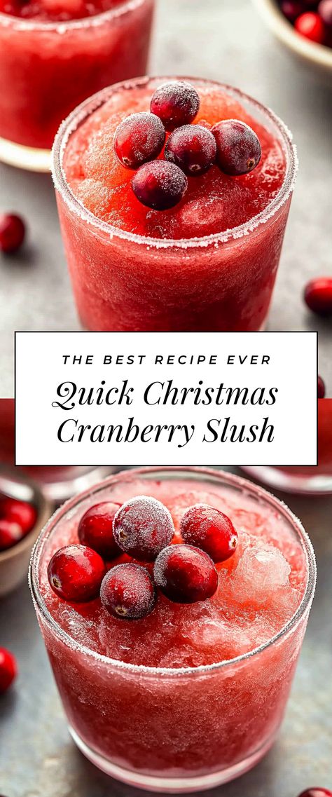 Image for Quick Christmas Cranberry Slush Christmas Slush Punch, Christmas Slush Alcohol, Christmas Slush Mocktail, Holiday Slush Recipes, Ninja Slushie Recipes Christmas, Non Alcoholic Slush Recipes, Slush Alcohol Drinks, Christmas Slush Recipes, Cherry Slushie Recipe