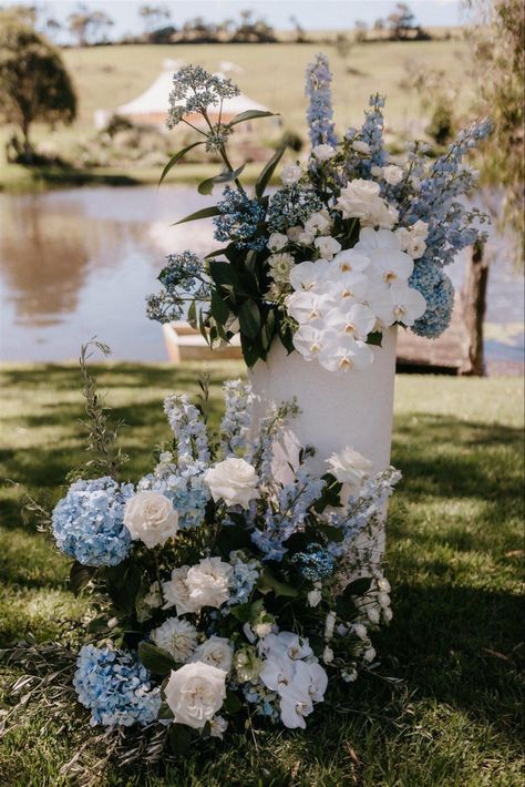 Hire Style, White Urn, Wedding Furniture, Blue Wedding Flowers, Ceremony Flowers, Wedding Mood Board, Wedding Aisle, Wedding Mood, Ceremony Decorations