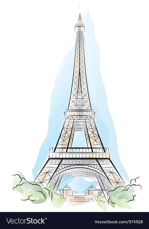 Paris Eifle Tower Drawing, Eiffel Tower Digital Art, Effelle Tower Drawing, Tour Eiffel Drawing, Eiffel Tower Painting Easy, Paris Eiffel Tower Drawing, Eiffel Illustration, Eiffel Tower Cartoon, Paris Draw