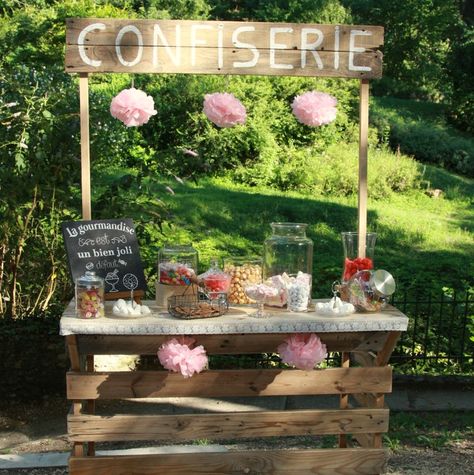 Bar En Palette, Bar A Bonbon, Deco Champetre, Boheme Chic, Candy Bar, Lyon, Kids Party, Baby Shower, Candy