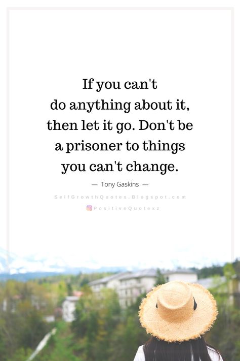 Quotes If you can't do anything about it, then let it go. Don't be a prisoner to things you can't change. Tony Gaskins