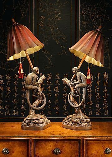 Library Lamps, Animal Lights, Monkey Lamp, Monkey Decorations, British Colonial Decor, Animal Lamp, Lamps Table, Monkey Art, Colonial Decor