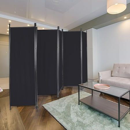 A room screen can not only create a private space for us, it can also play a very good decorative effect. Our wheeled room dividers are easy to move. Whether you put it in the entrance or the restaurant is a good choice. A room screen can effectively improve the utilization of space. REDCAMP is a professional outdoor equipment brand. By adhering to the concept of "Focus on outdoor gears, Made for outdoor life", we strive to provide our customers with the best outdoor experience and post-sales services. Trust Redcamp, enjoy the nature! Size: 6 Panel.  Color: Black. Black And White Room Divider, Portable Divider Wall Ideas, Semi Permanent Room Divider, Bedroom Living Room Divider, Temporary Partition Wall Ideas, Room Divider Ideas For Studio Apartments, Adding A Wall To Divide A Room, Easy Basement Makeover, Large Room Divider Ideas