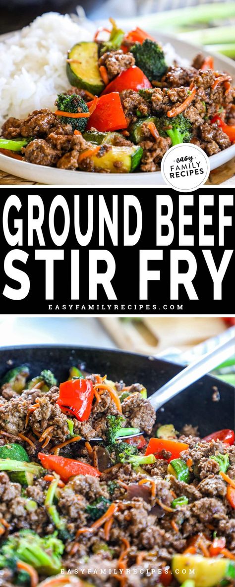 Hamburger Stir Fry, Stir Fry With Vegetables, Stir Fry Easy, Ground Beef Stir Fry, Zucchini Stir Fry, Beef Stir Fry Recipes, Healthy Ground Beef, Healthy Dinner Recipe, Delicious Family Meals